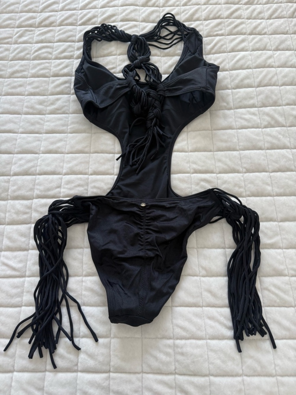 Victoria's Secret Black Macramé Fringe One-Piece Swimsuit - Picture 3 of 3